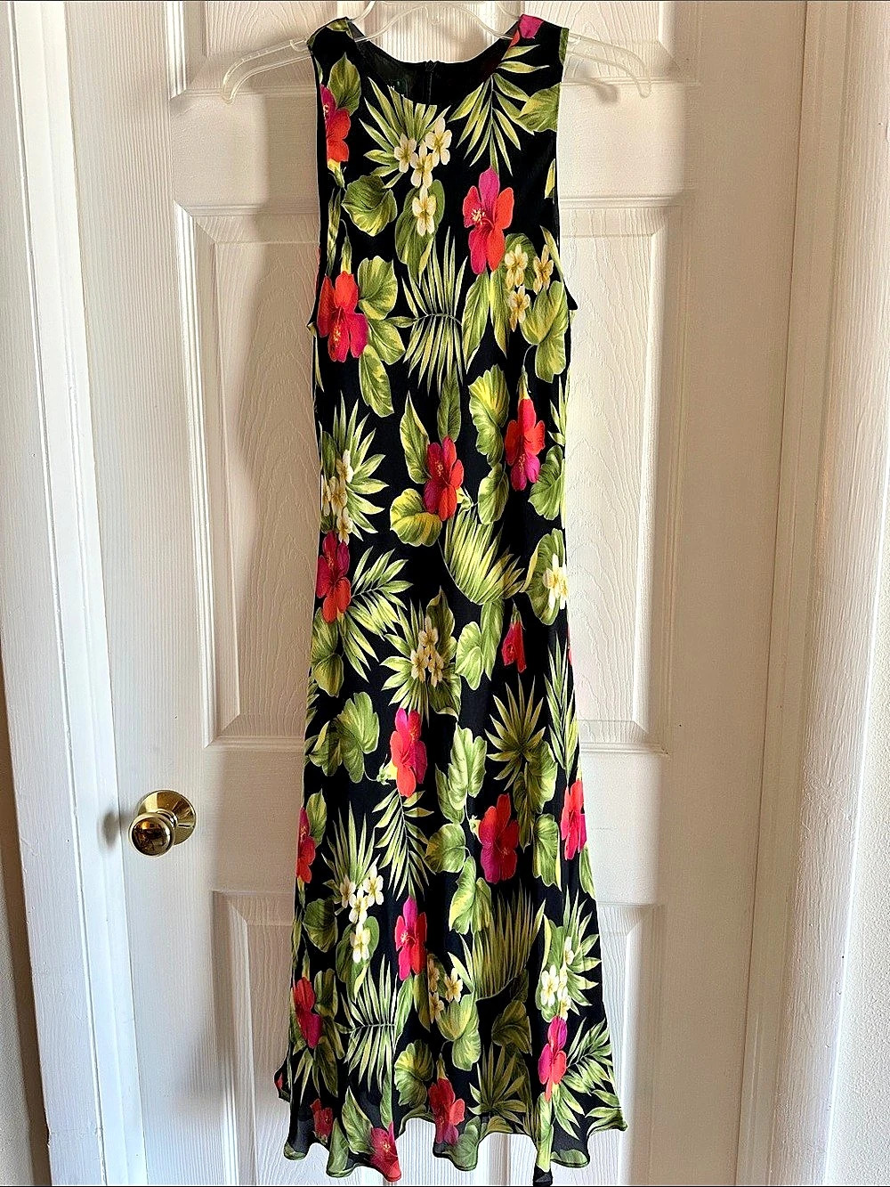 Lauren Ralph Lauren Floral Maxi Dress Black & Pink Size 10 Like New